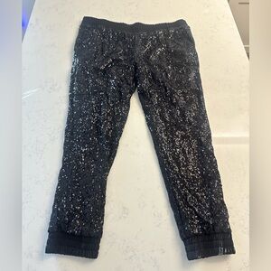 I HEART RONSON Sequin Joggers Pants Size Large Black Love L